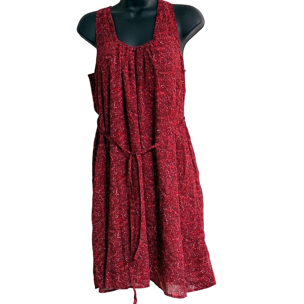 Women's Converse One Star Red Paisley Tie Waist Twist Back Dress Size Small